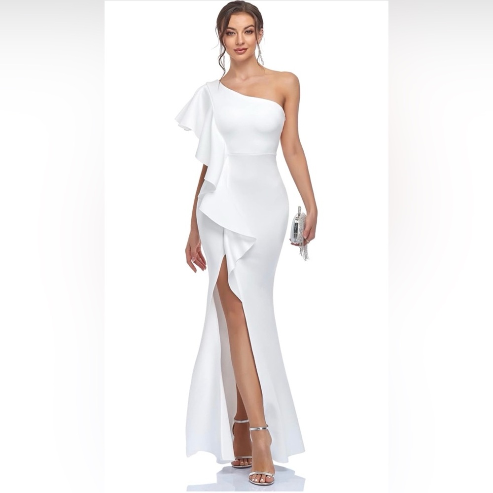 Elegant White One-Shoulder Dress